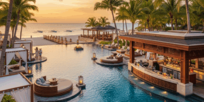 Luxury all-inclusive resort pool area