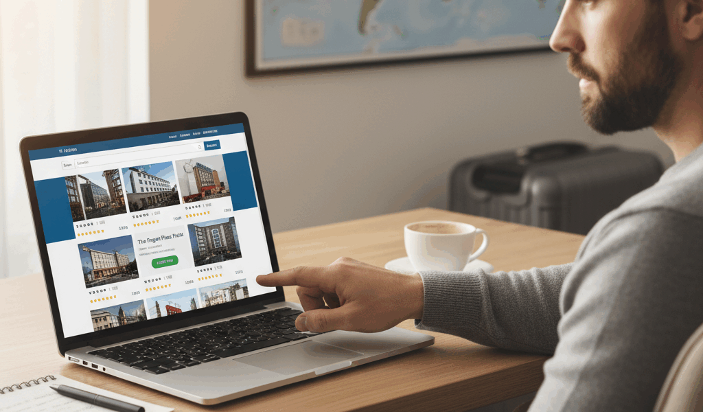 Laptop showing hotel booking comparison