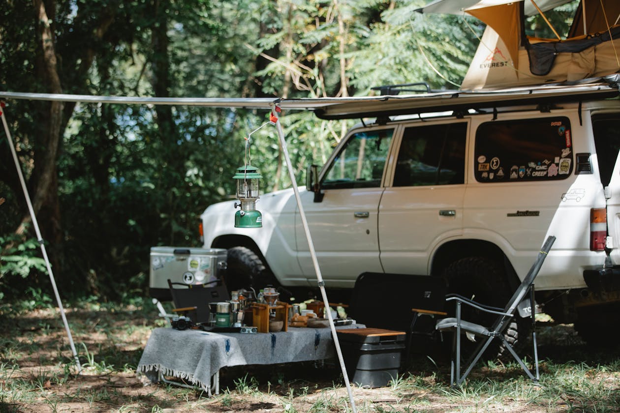 Camping stove cooking outdoors