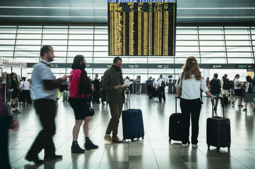 Airport departure board
