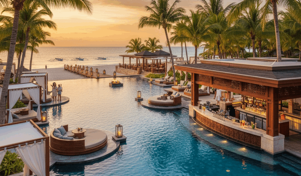 Luxury all-inclusive resort pool area