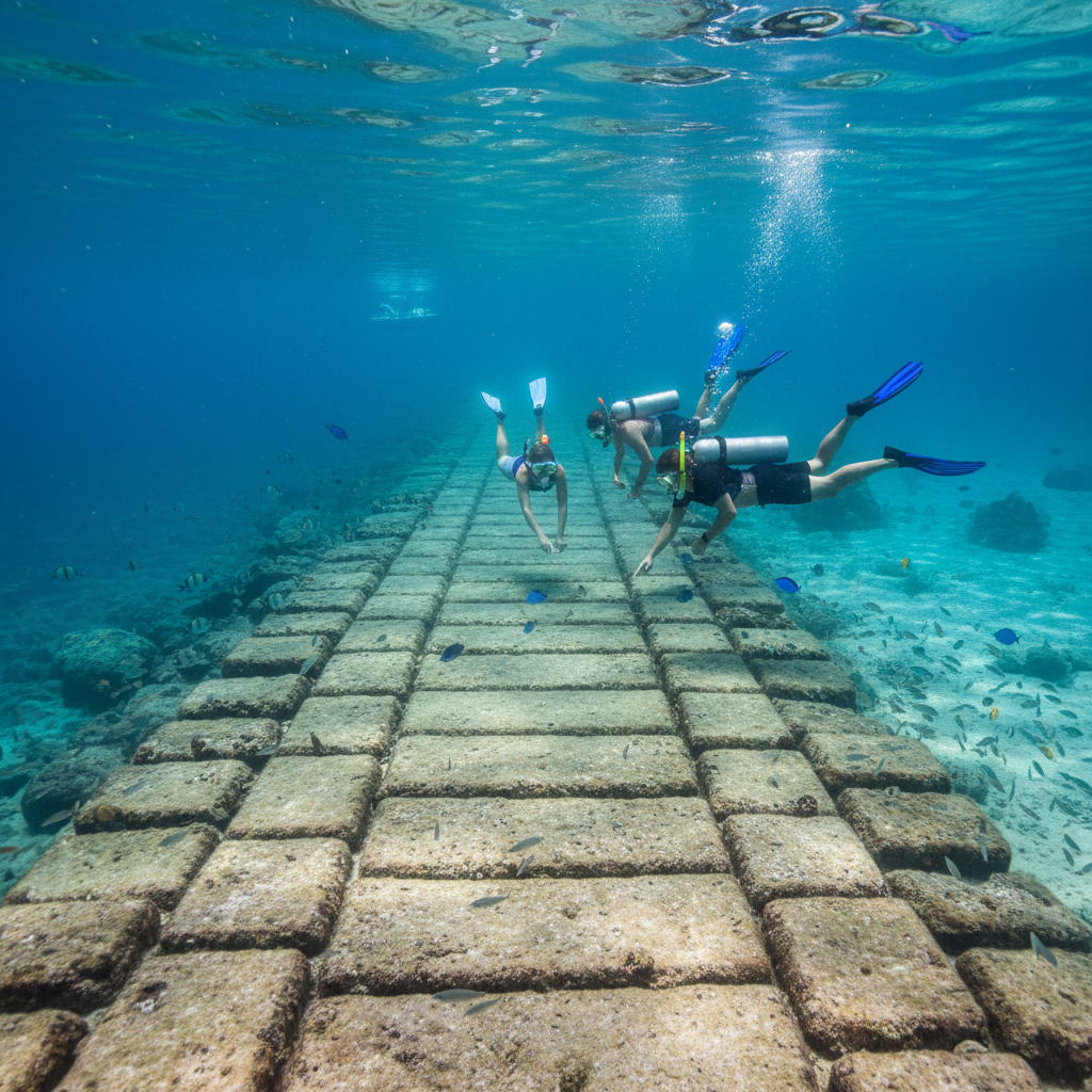 Bimini Road underwater limestone formation snorkeling