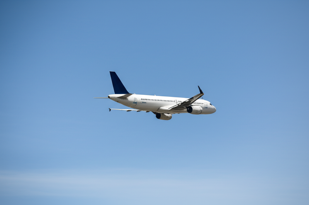 Commercial airplane in flight