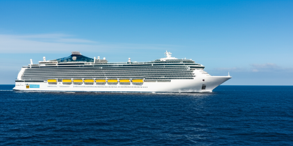 Cruise ship in beautiful Mediterranean waters